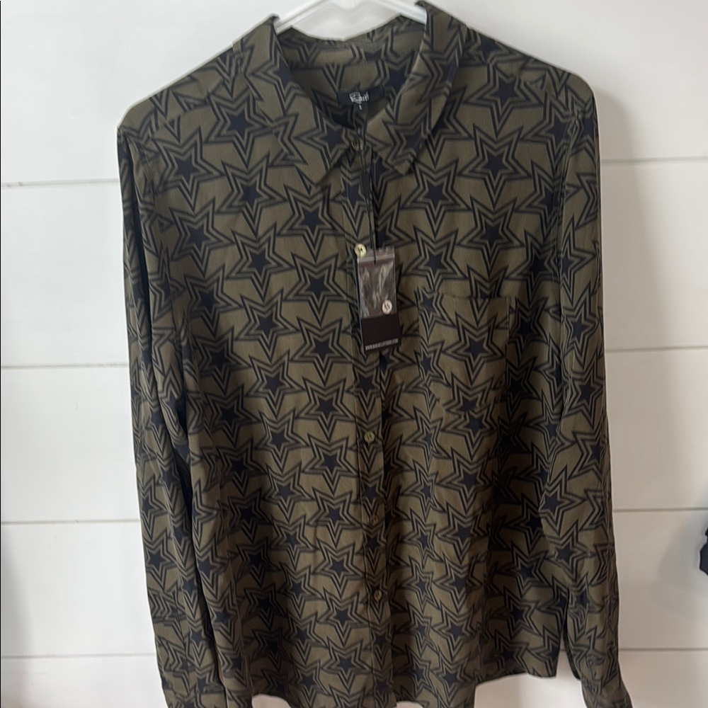 Rails Olive Star Pattern Shirt